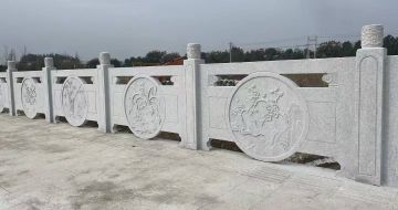 普洱芝麻白河道栏杆 石材栏杆