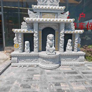 普洱芝麻白中国黑石材套墓 花岗岩墓碑