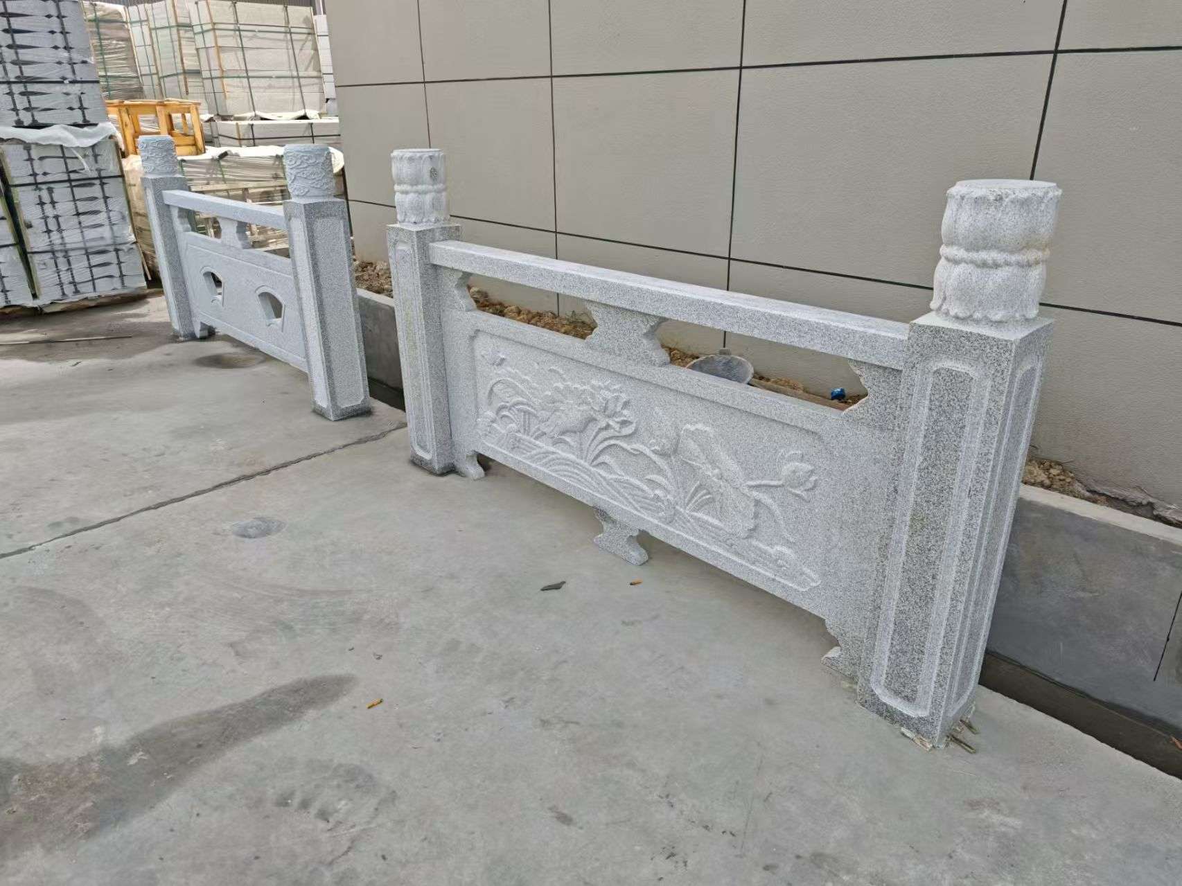 普洱芝麻白河道栏杆 石材栏杆